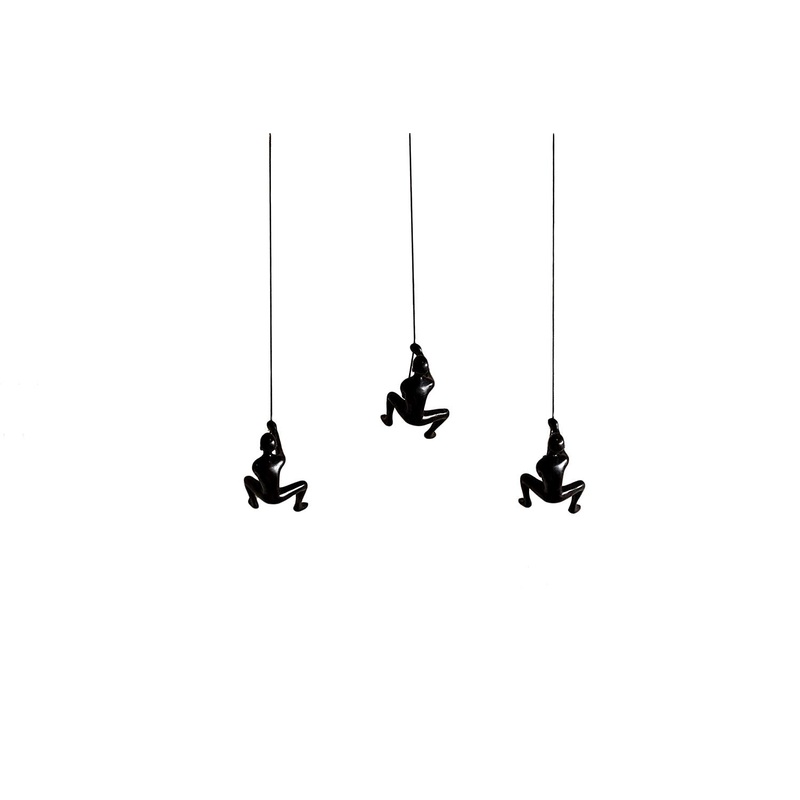 Set of Three Black Resin Novelty Hanging Dimensional Sculpture By Homeroots