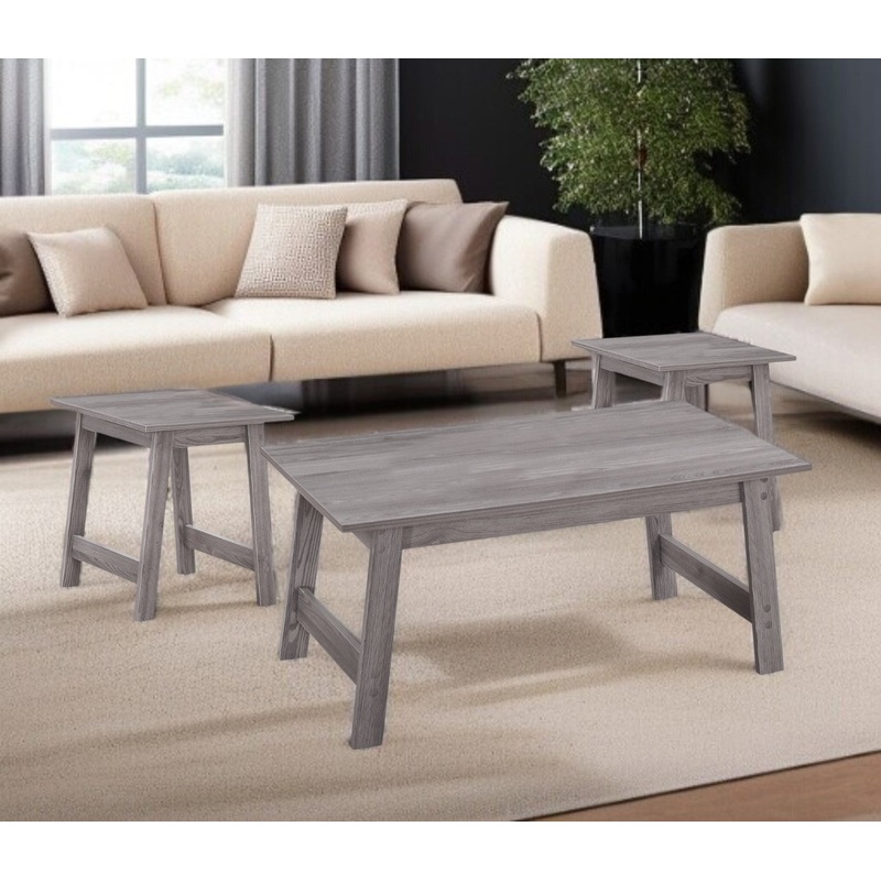 Set of Three Gray Coffee Table By Homeroots