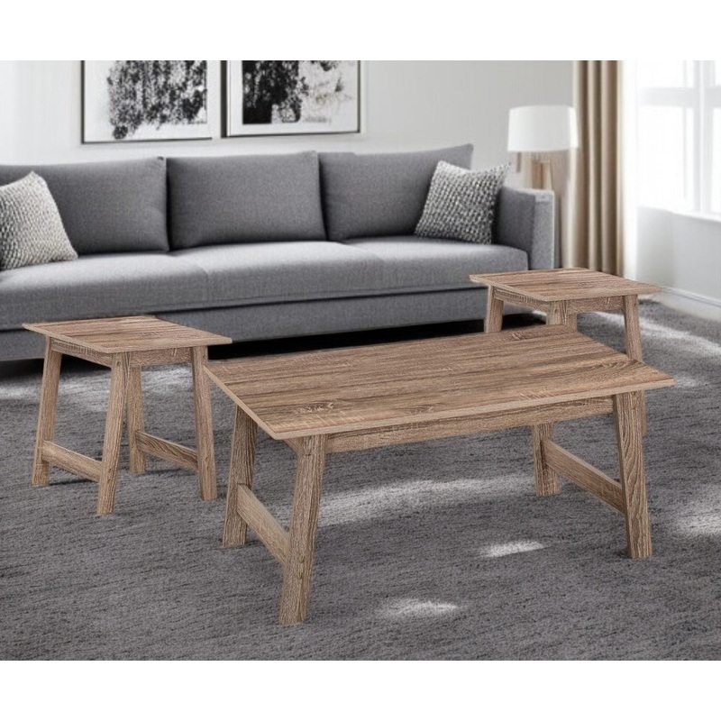 Set of Three Taupe Coffee Table By Homeroots