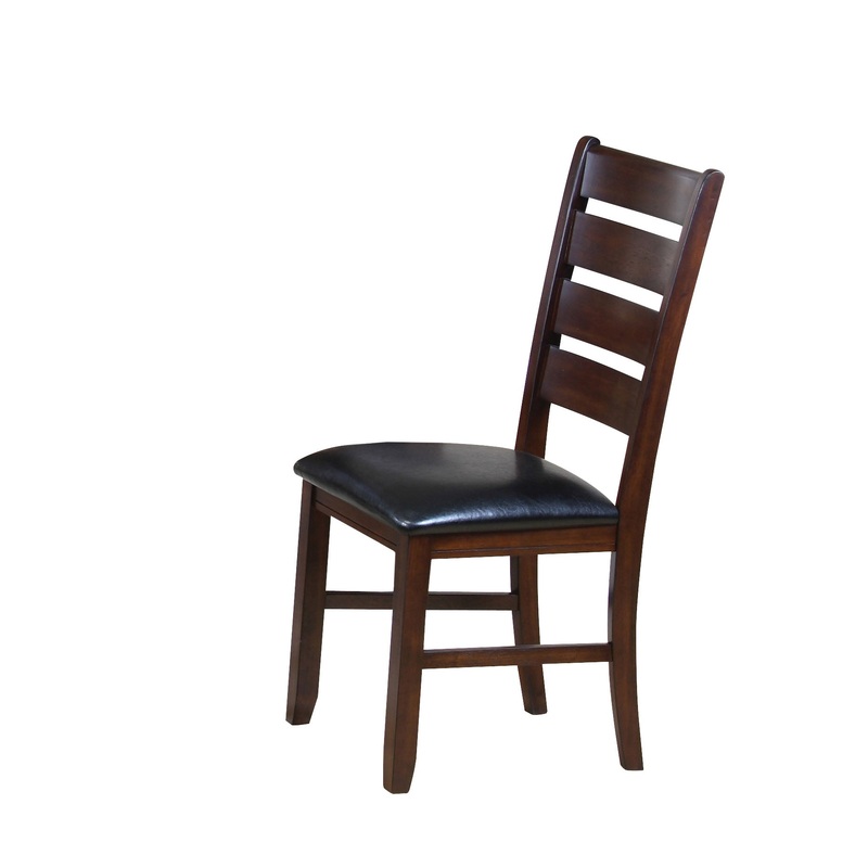 Set of Two Black And Dark Brown Upholstered Faux Leather Slat Back Dining Side Chairs By Homeroots