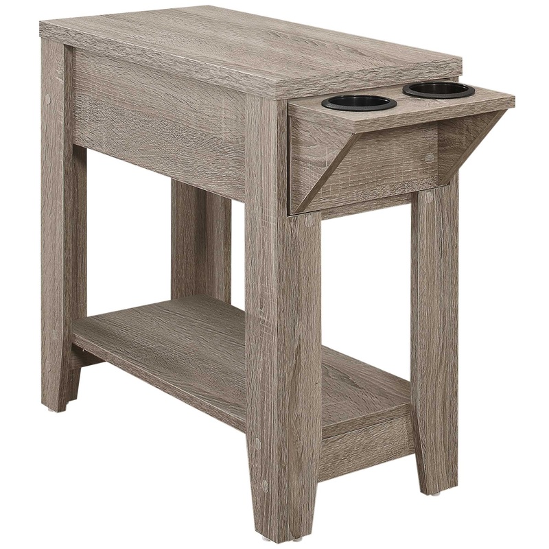 Taupe Wood End Table With Shelf By Homeroots