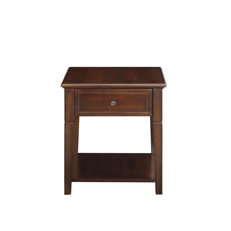 Walnut Manufactured Wood Rectangular End Table With Drawer And Shelf By Homeroots