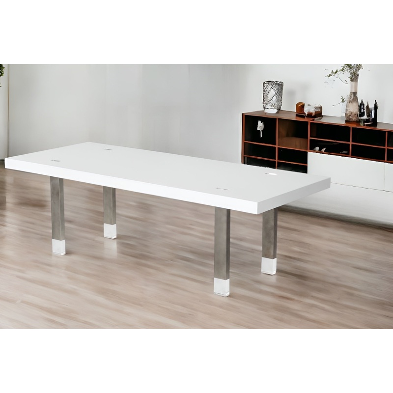 White And Gray Stainless Steel Dining Table By Homeroots