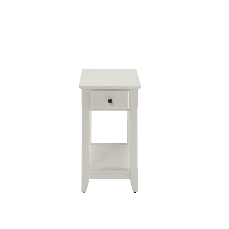 White Solid and Manufactured Wood End Table With Drawer And Shelf By Homeroots