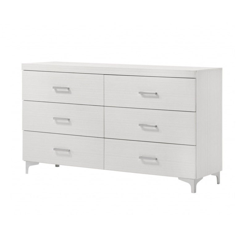 White Solid and Manufactured Wood Six Drawer Double Dresser By Homeroots