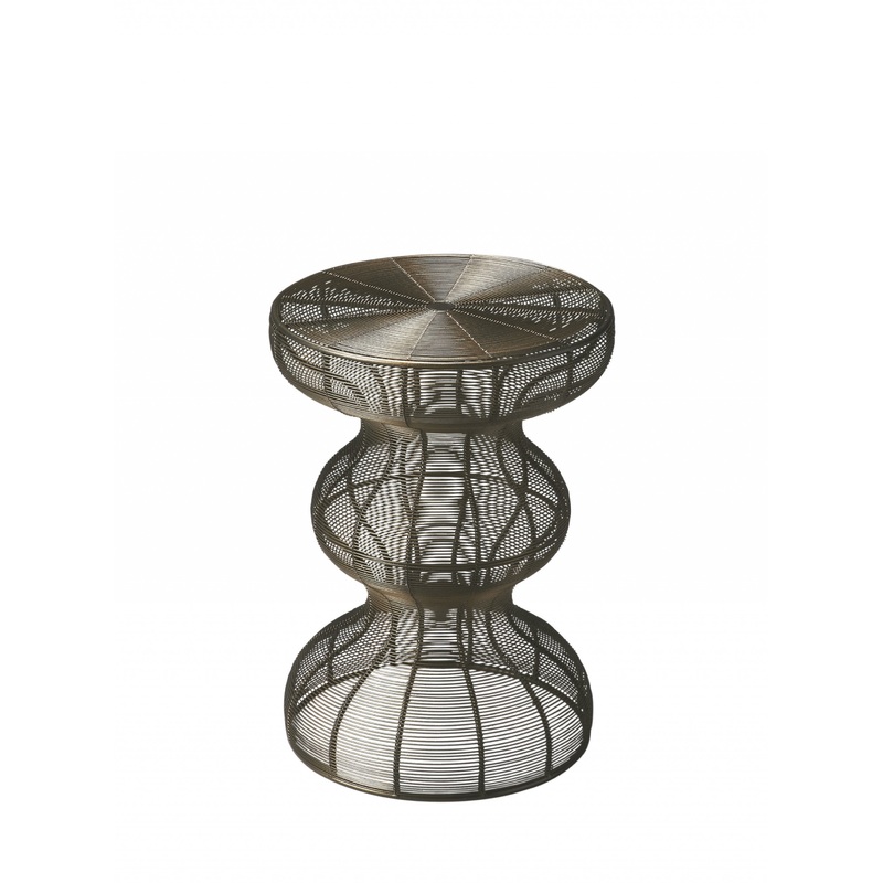18" Bronze Curvy Iron Round Top End Table By Homeroots