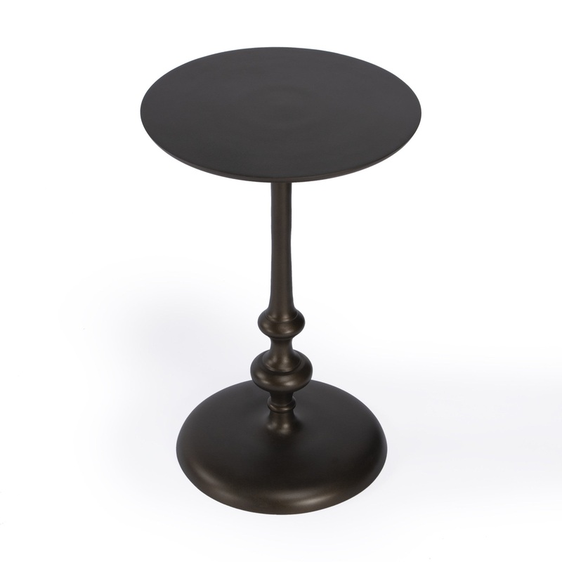 18" Dark Burnished Bronze Aluminum Round Top Pedestal End Table By Homeroots