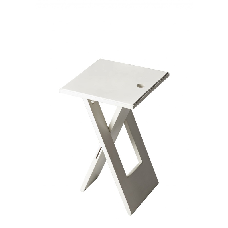 18" White Solid Wood Square Folding End Table By Homeroots