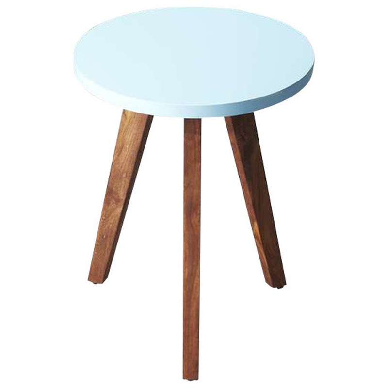 20" Brown And White Manufactured Wood Round End Table By Homeroots
