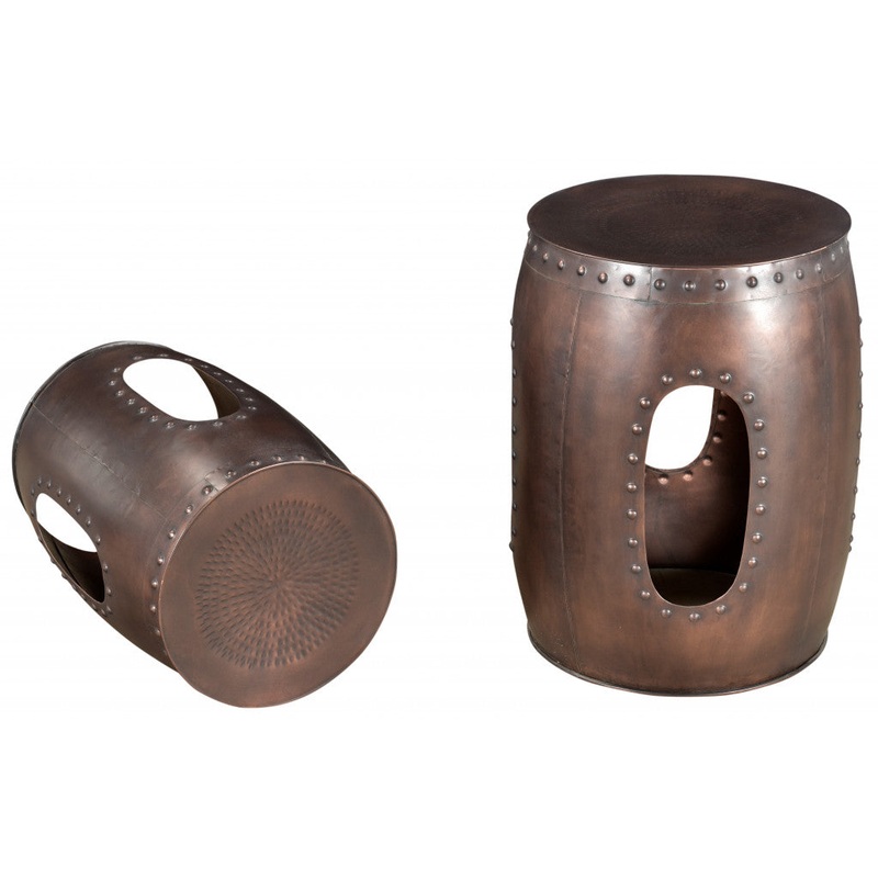 20" Copper Iron Round End Tables By Homeroots
