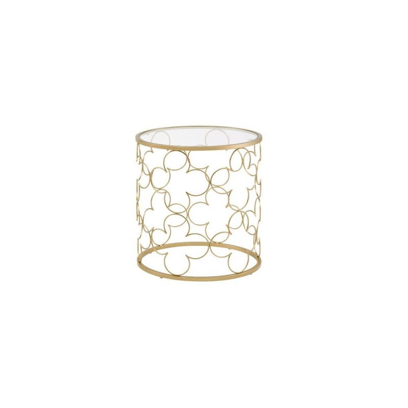 20" Gold And Clear Glass Round Nested Coffee Tables By Homeroots
