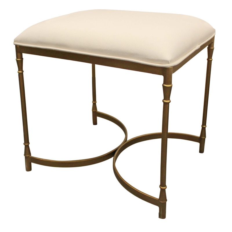 21" Ivory And Brass Iron Backless Bar Chair With Footrest By Homeroots