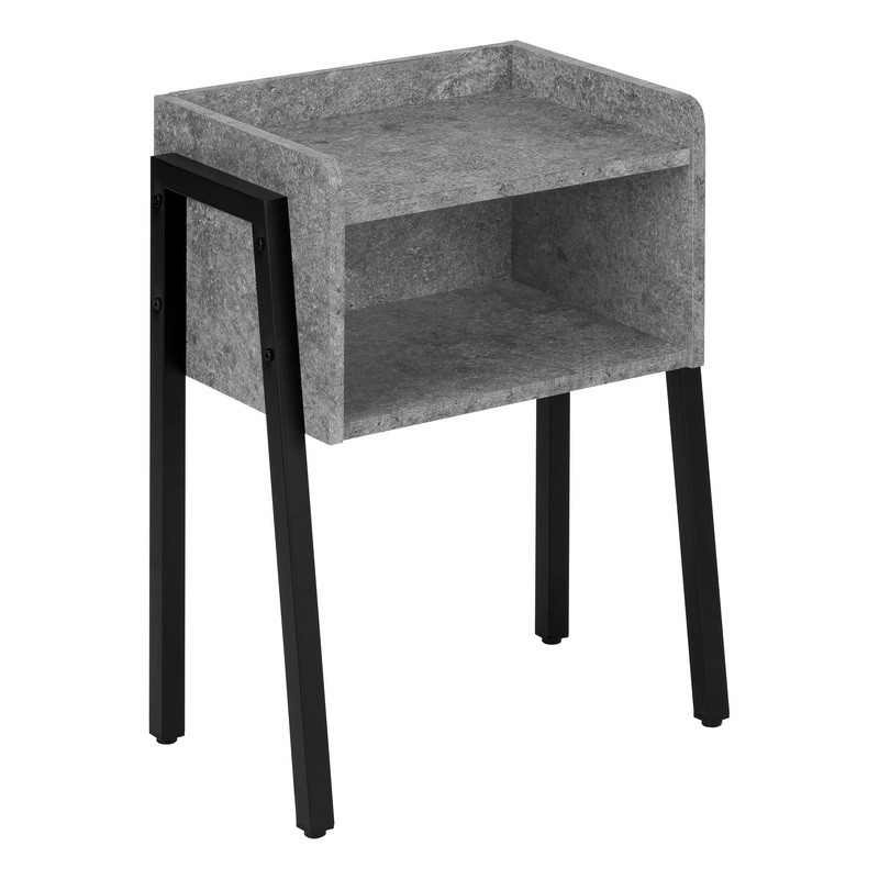23" Black And Grey Faux Stone End Table With Shelf By Homeroots