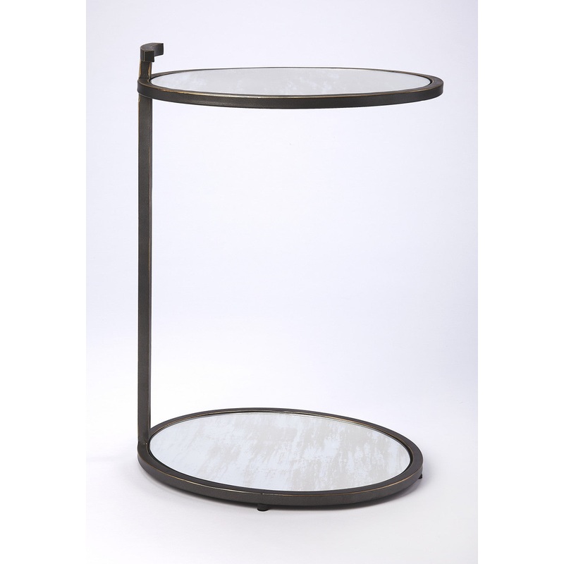 23" Black Mirrored Oval End Table With Shelf By Homeroots