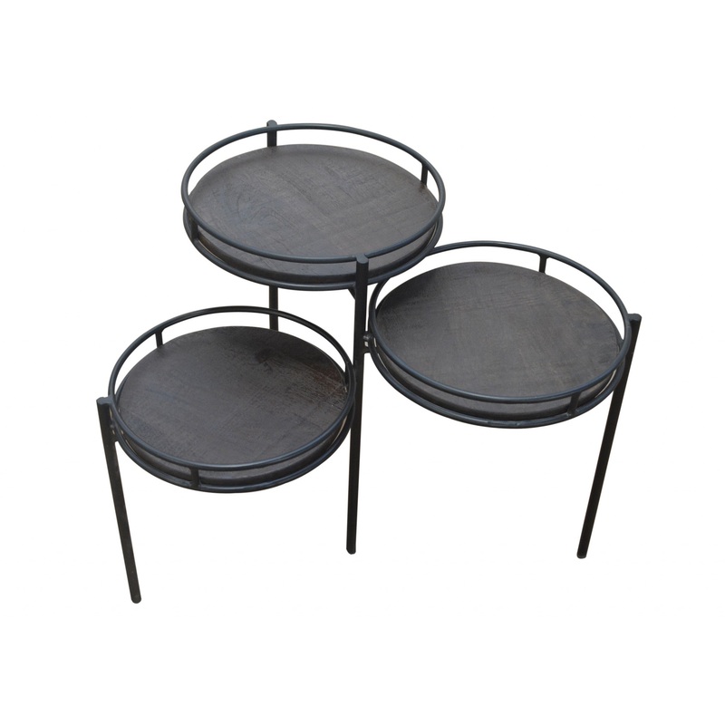 23" Black Solid Wood And Iron Round End Table By Homeroots