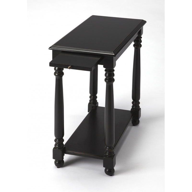 24" Black Manufactured Wood Rectangular End Table With Shelf By Homeroots