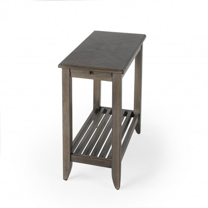 24" Brown Gray Rectangular End Table With Shelf By Homeroots