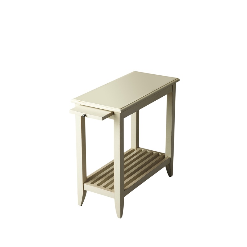 24" Cream White Rectangular End Table With Shelf By Homeroots