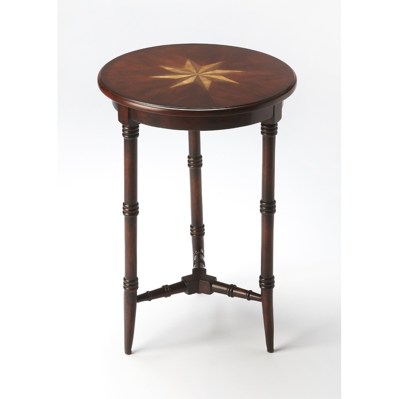 24" Dark Brown Mirrored Round End Table By Homeroots