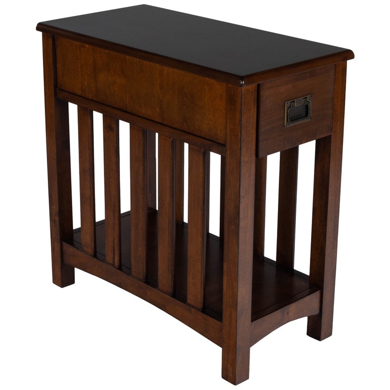 24" Dark Cherry Brown Rectangular End Table With Drawer And Shelf By Homeroots