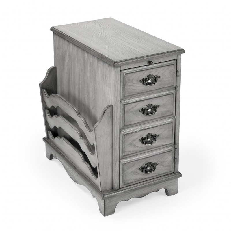 24" Gray Manufactured Wood Rectangular End Table With Four Drawers And Shelf By Homeroots