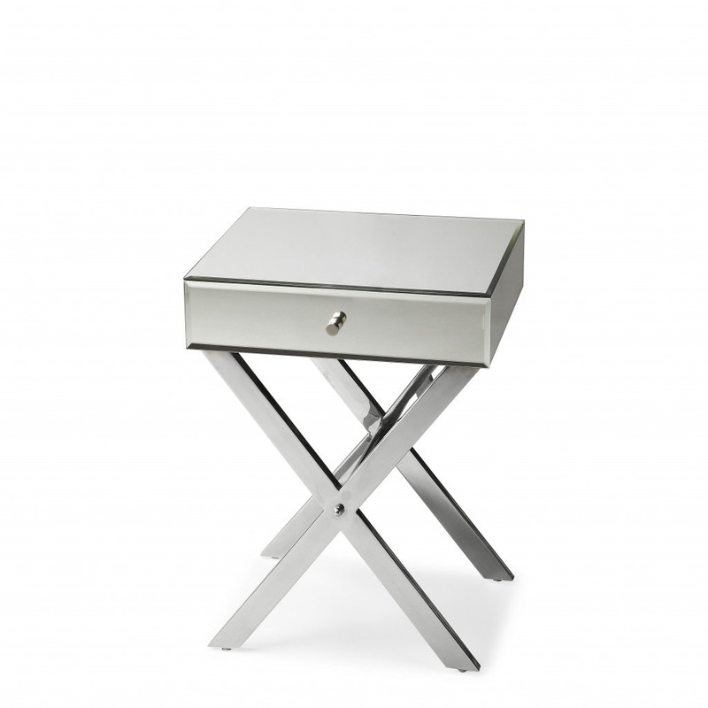 24" Mirrored Glass End Table With Drawer By Homeroots