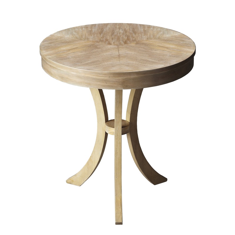 26" Beige Distressed Round Three Leg End Table By Homeroots