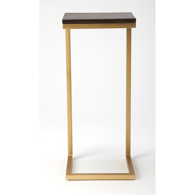 26" Gold Solid Wood Rectangular End Table By Homeroots
