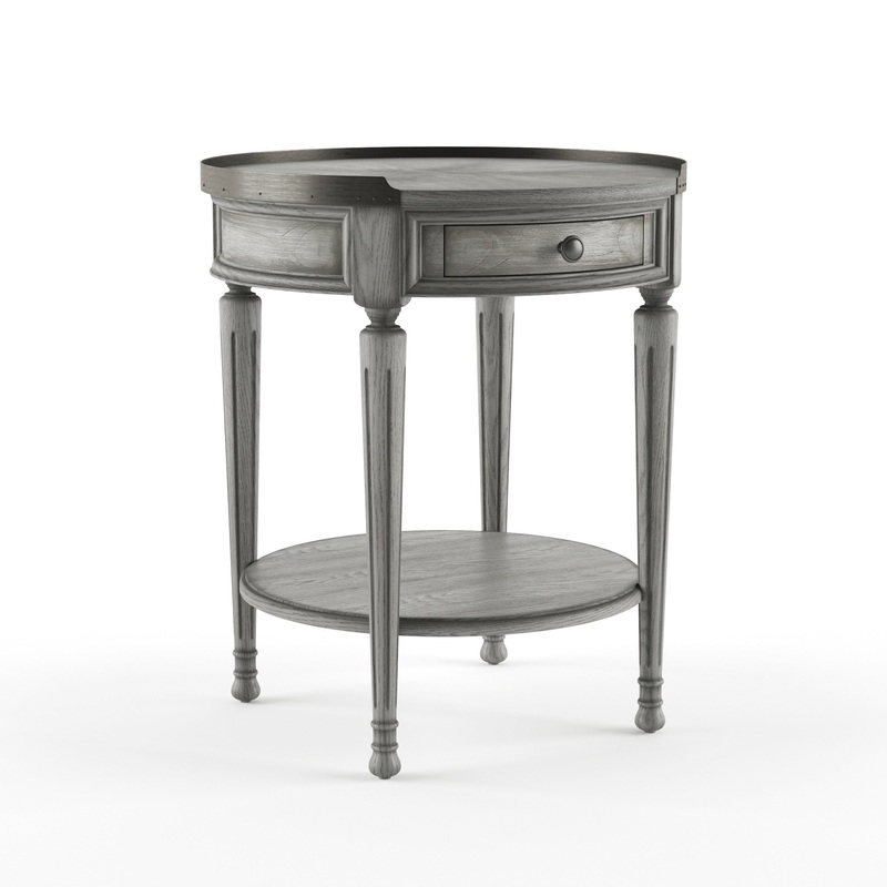 26" Gray Manufactured Wood Round End Table With Drawer And Shelf By Homeroots