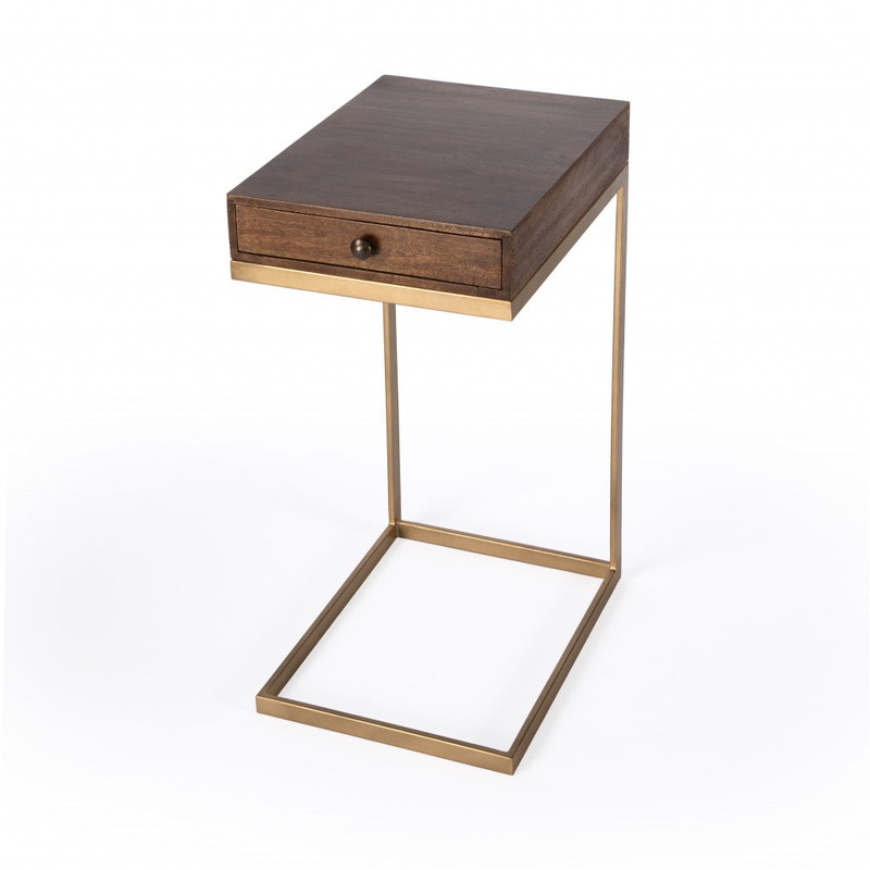 27" Natural Brown Solid And Manufactured Wood Square End Table With Drawer By Homeroots