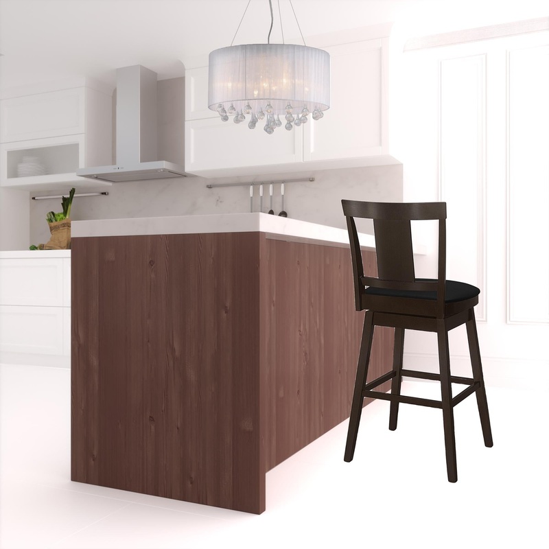 28" Espresso Solid Wood Bar Height Bar Chair With Footrest By Homeroots