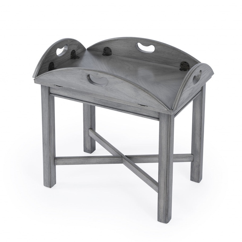 30" Powder Gray Oval Distressed Adjustable Shape Coffee Table By Homeroots