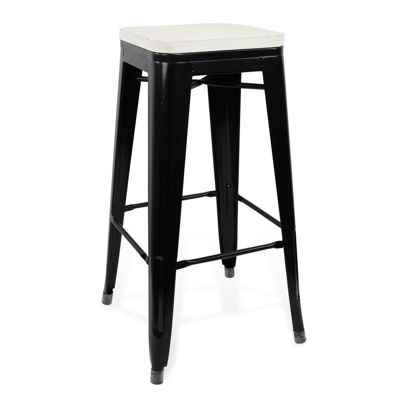 31" Black and White Backless Counter Height Bar Chair With Footrest By Homeroots