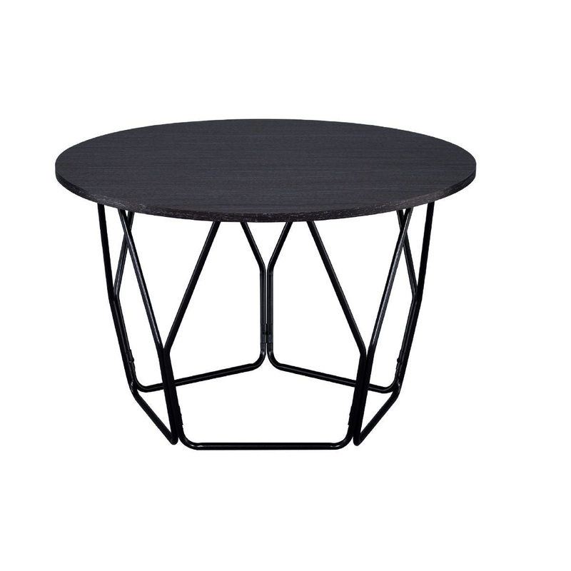 32" Black And Espresso Round Coffee Table By Homeroots
