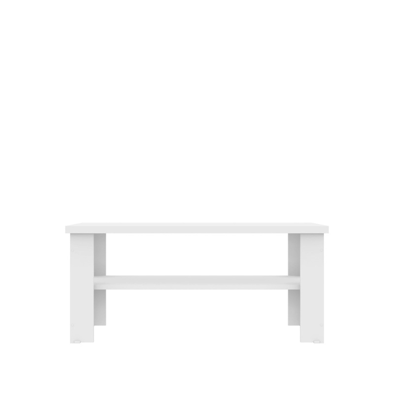 35" White Rectangular Coffee Table With Shelf By Homeroots
