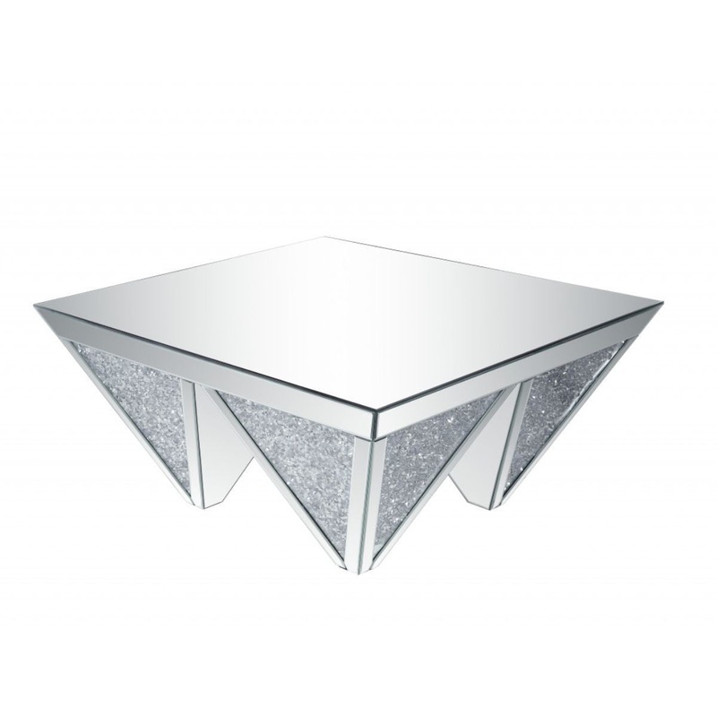 37" Mirrored Mirrored And Manufactured Wood Square Mirrored Coffee Table By Homeroots