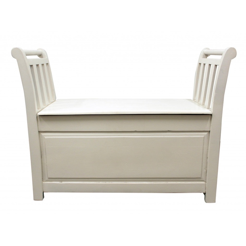 38" White Solid Wood Entryway Bench With Flip Top and High Sides By Homeroots