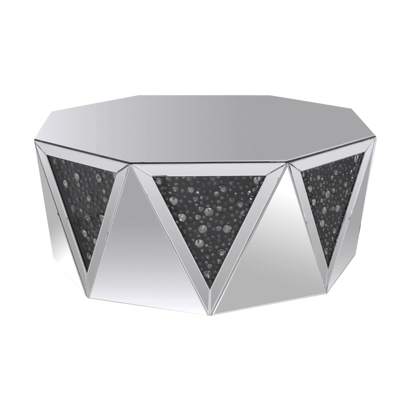 41" Mirrored Mirrored And Manufactured Wood Octagon Mirrored Coffee Table By Homeroots