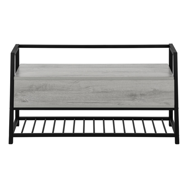 42" Gray And Black Bench With Flip top By Homeroots