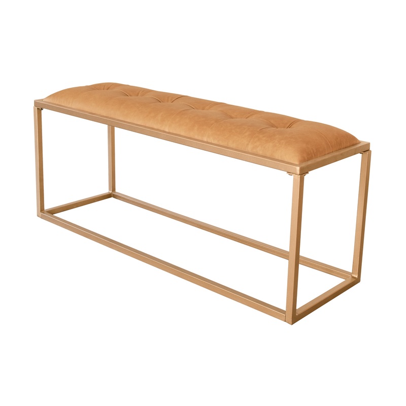 43" Brown And Gold Upholstered Upholstery Bedroom Bench By Homeroots
