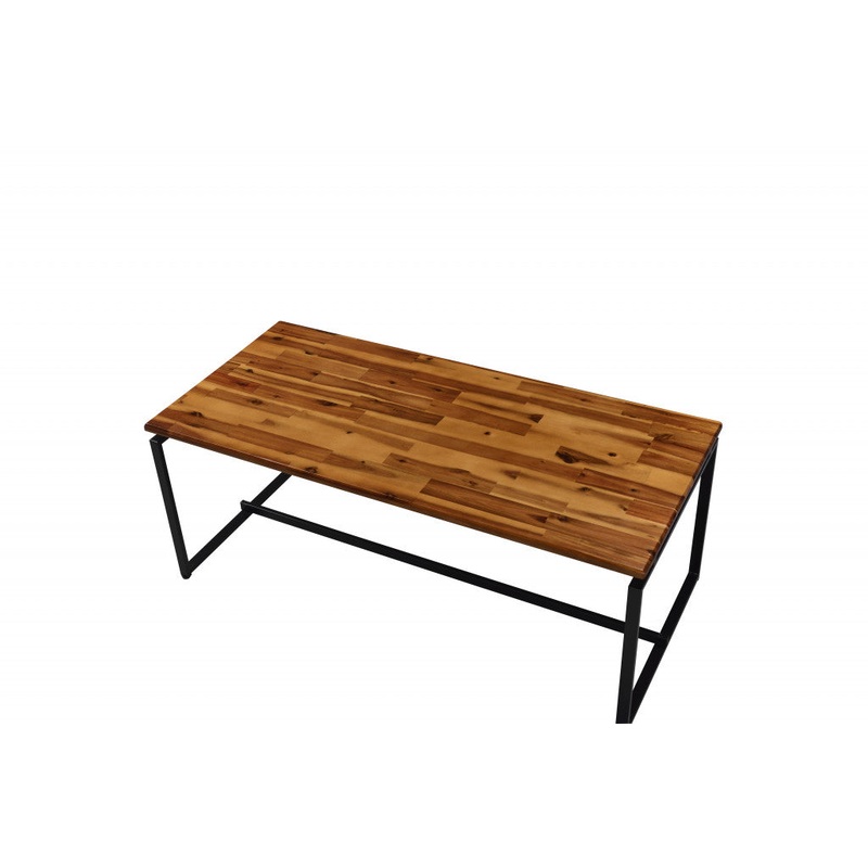 47" Black And Oak Pvc Veneer Rectangular Coffee Table By Homeroots