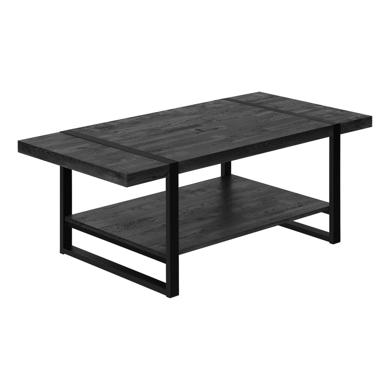 47" Black Rectangular Coffee Table With Shelf By Homeroots
