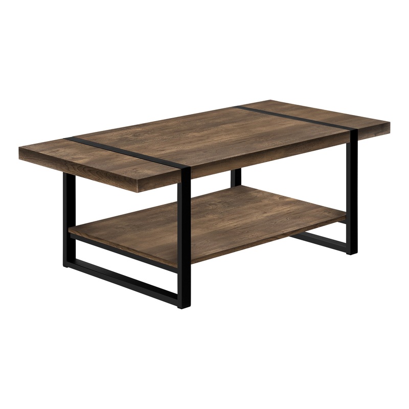 47" Brown And Black Rectangular Coffee Table With Shelf By Homeroots