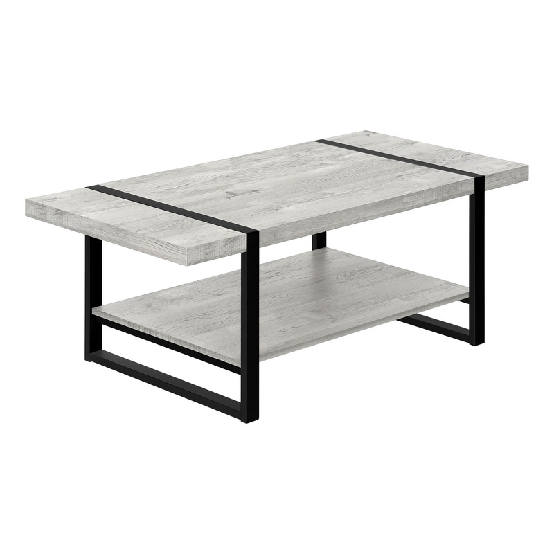 47" Grey And Black Rectangular Coffee Table With Shelf By Homeroots