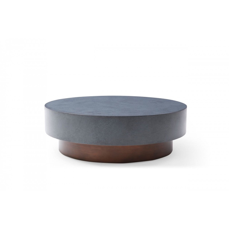48" Antique Copper And Grey Steel Round Coffee Table By Homeroots