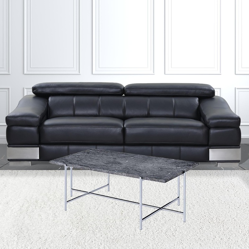 49" Chrome And Faux Marble Rectangular Coffee Table By Homeroots