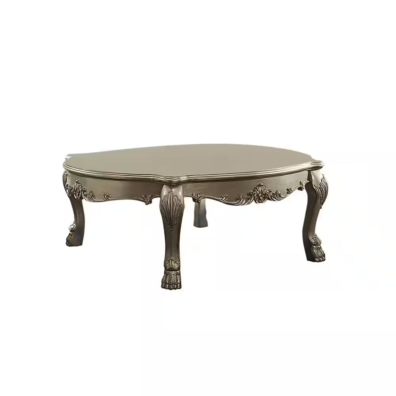 54" Bone And Gold Patina Rectangular Coffee Table By Homeroots