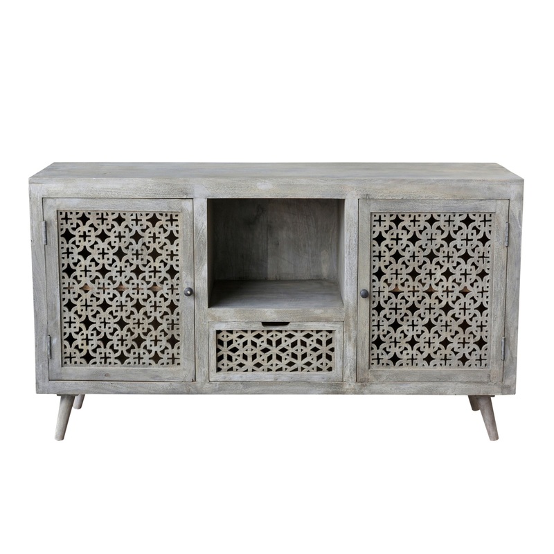 55" Gray Solid Wood Distressed Console Table With Storage With Storage By Homeroots