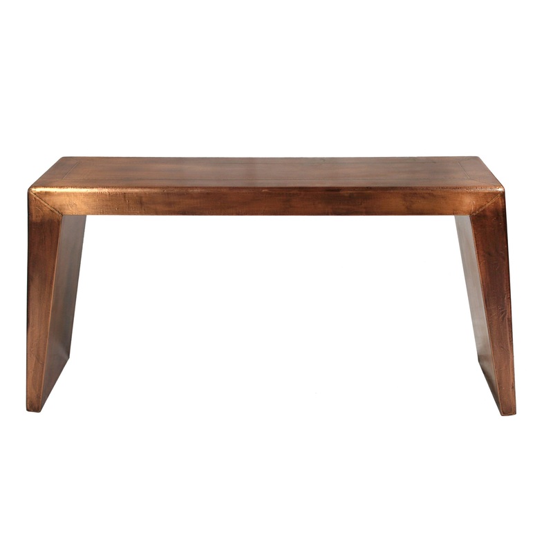 60" Copper Aluminum Sled Console Table By Homeroots