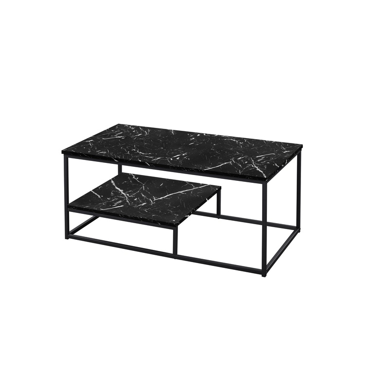Set Of Three 42" Black Rectangular Coffee Table With Shelf By Homeroots
